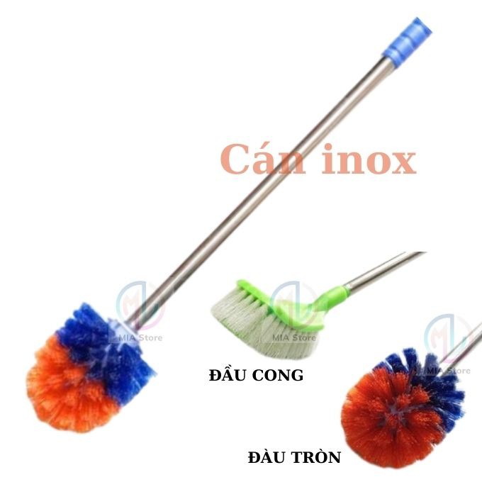 Cọ bồn cầu đầu tròn cán inox,dễ dàng tháo lắp-màu ngẫu nhiên