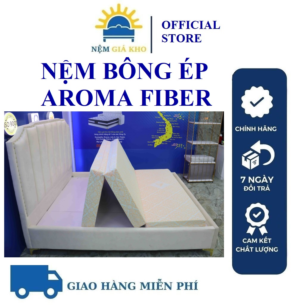 Đệm Bông Aroma Fiber Cao Cấp Vải Gấm Bền Đẹp Không Nóng Lưng (giao màu ngẫu nhiên)