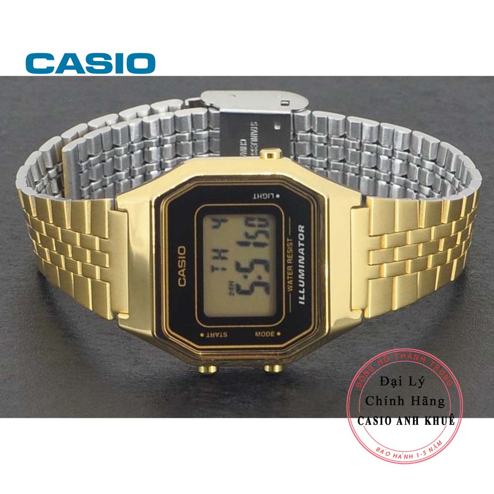 Đồng hồ điện tử nữ Casio Vintage LA680WGA-1DF dây kim loại