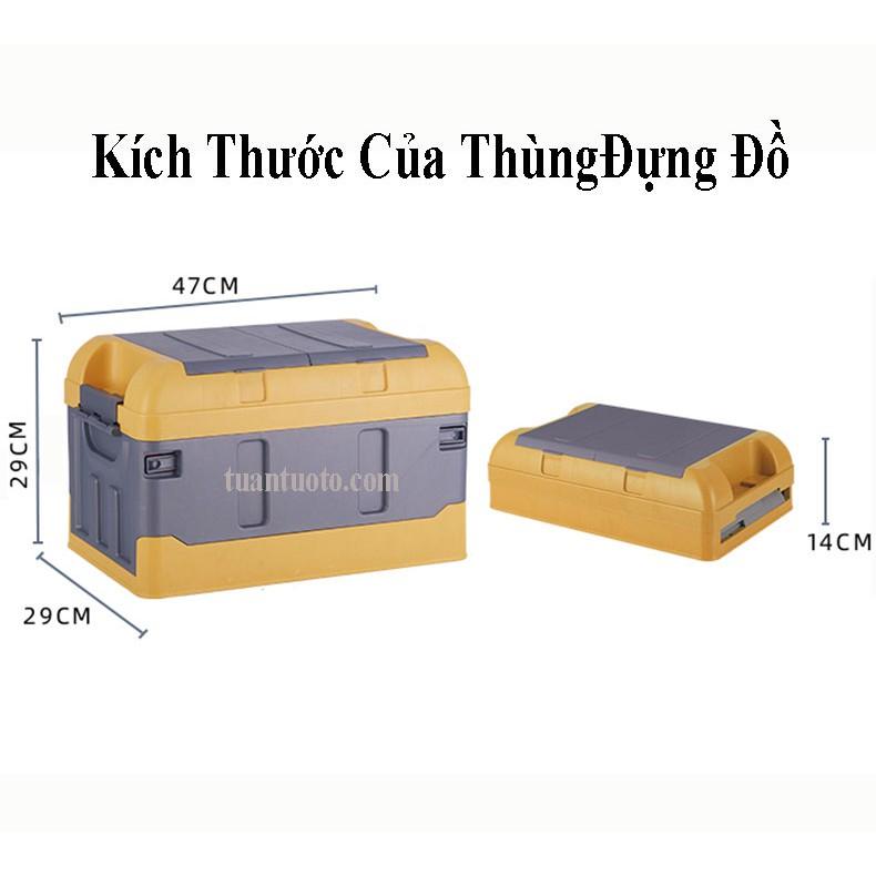 Thùng chứa đồ ô tô gấp gọn, nắp thùng có 02 ngăn