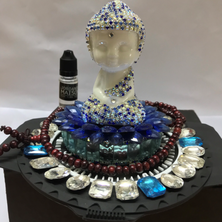 Bộ Tượng phật A Di Đà kèm bộ chân đế gắn pha lê dùng trang trí phong thủy. đặt taplo ô tô - Mã: TP-J12