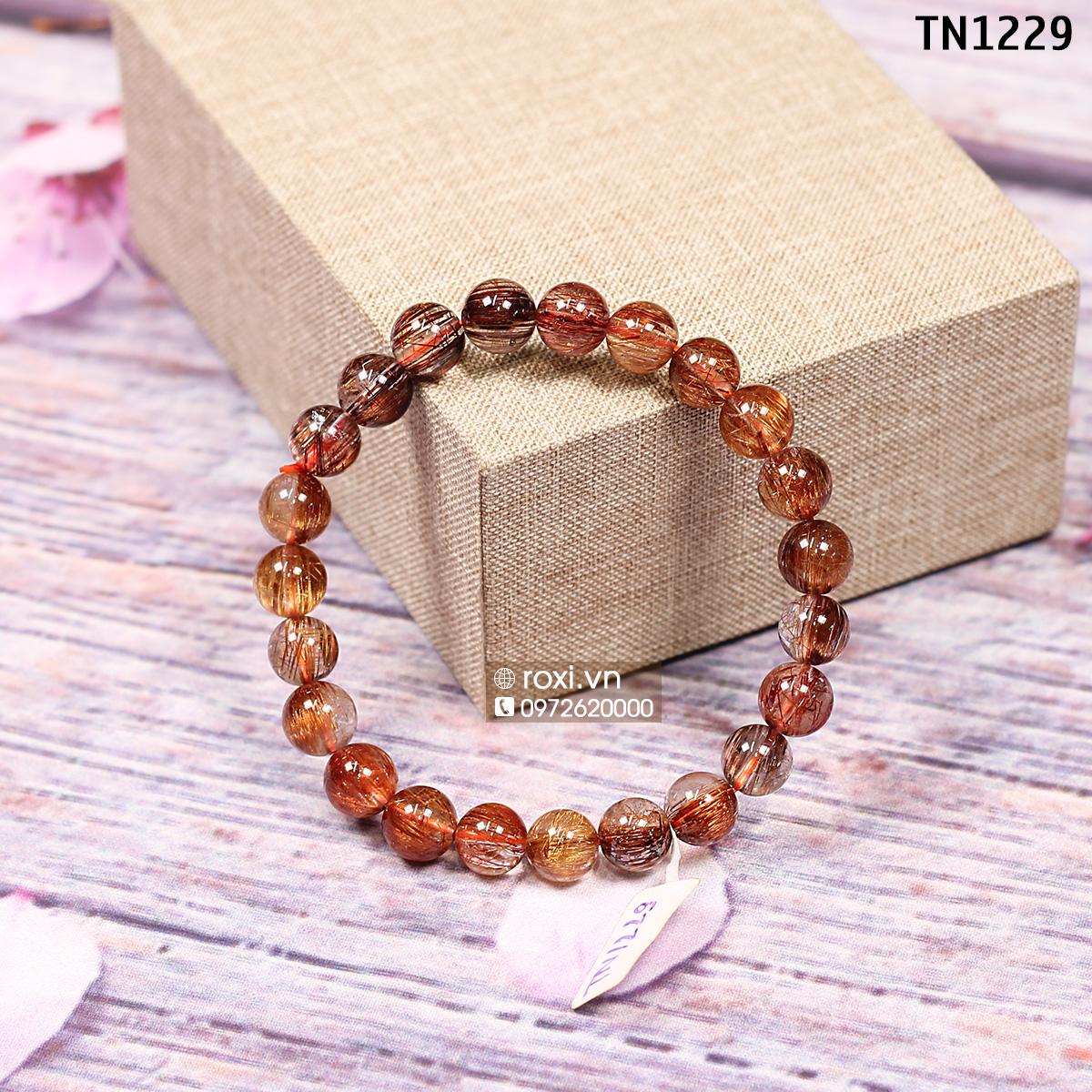 Vòng tay phong thủy Thạch Anh tóc nâu đỏ 10ly - TN1229