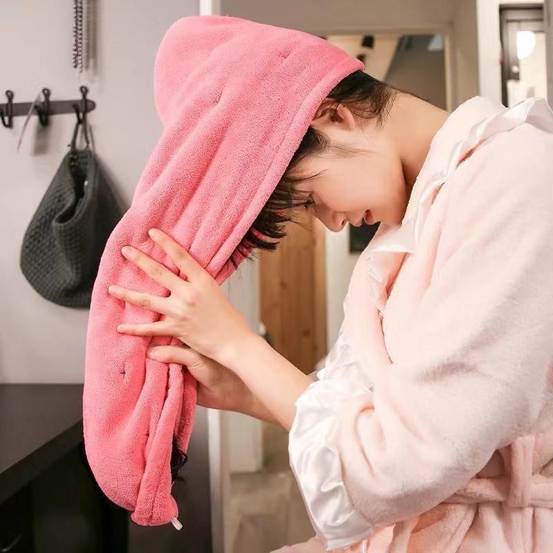 Khăn quấn ủ tóc lau khô siêu tốc loại dày 2 lớp