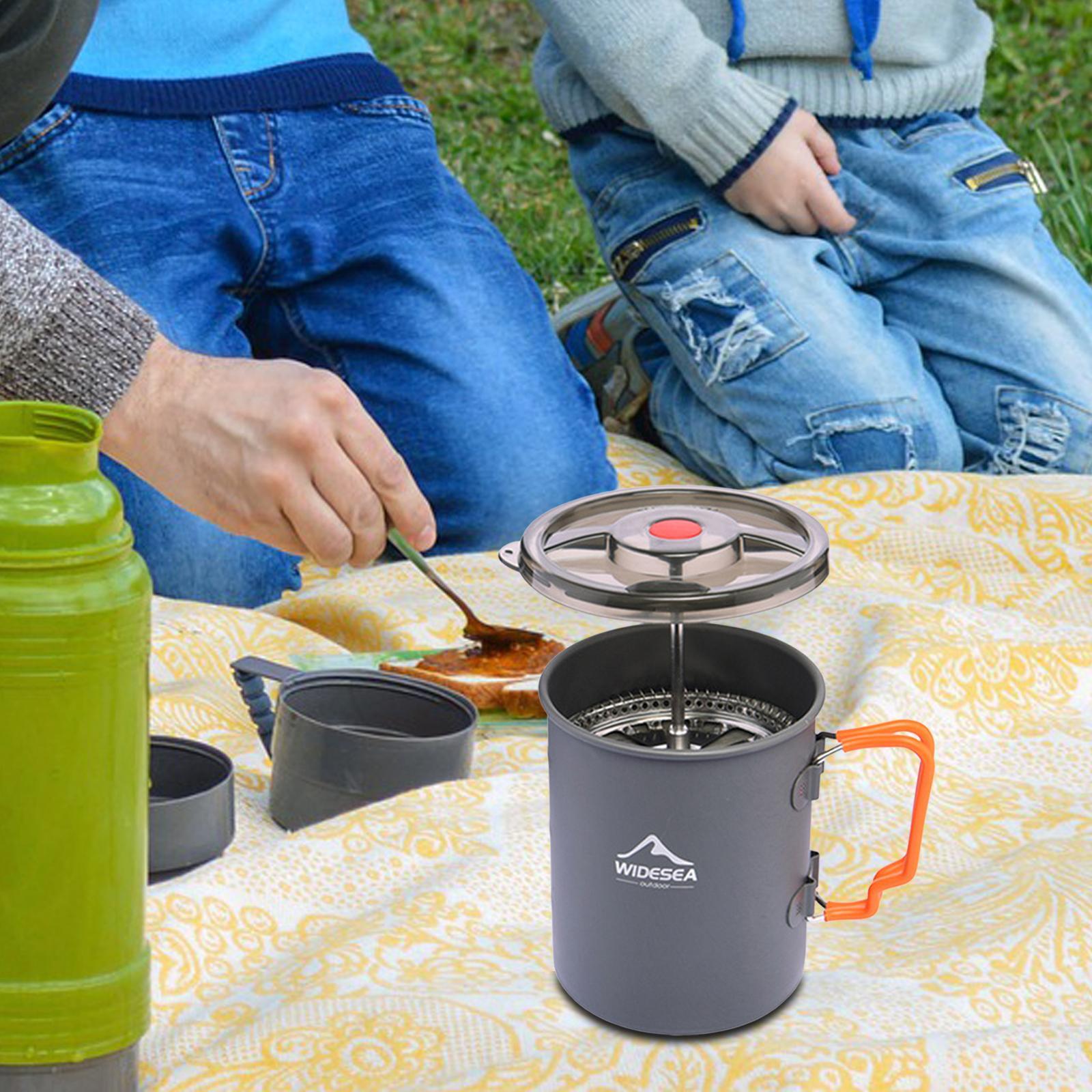 750ml Camping Coffee Pot Camp Cooking Pot with Filter Mesh for Picnic