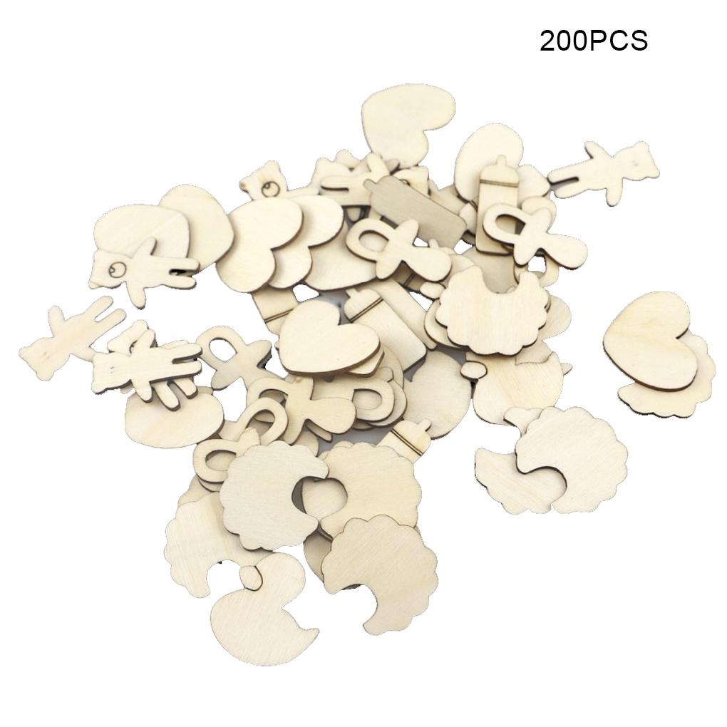 200 Pieces Wood Slices Simple Unique Exquisite Home Adornment Handicraft Part Craft Make Accessory for Different