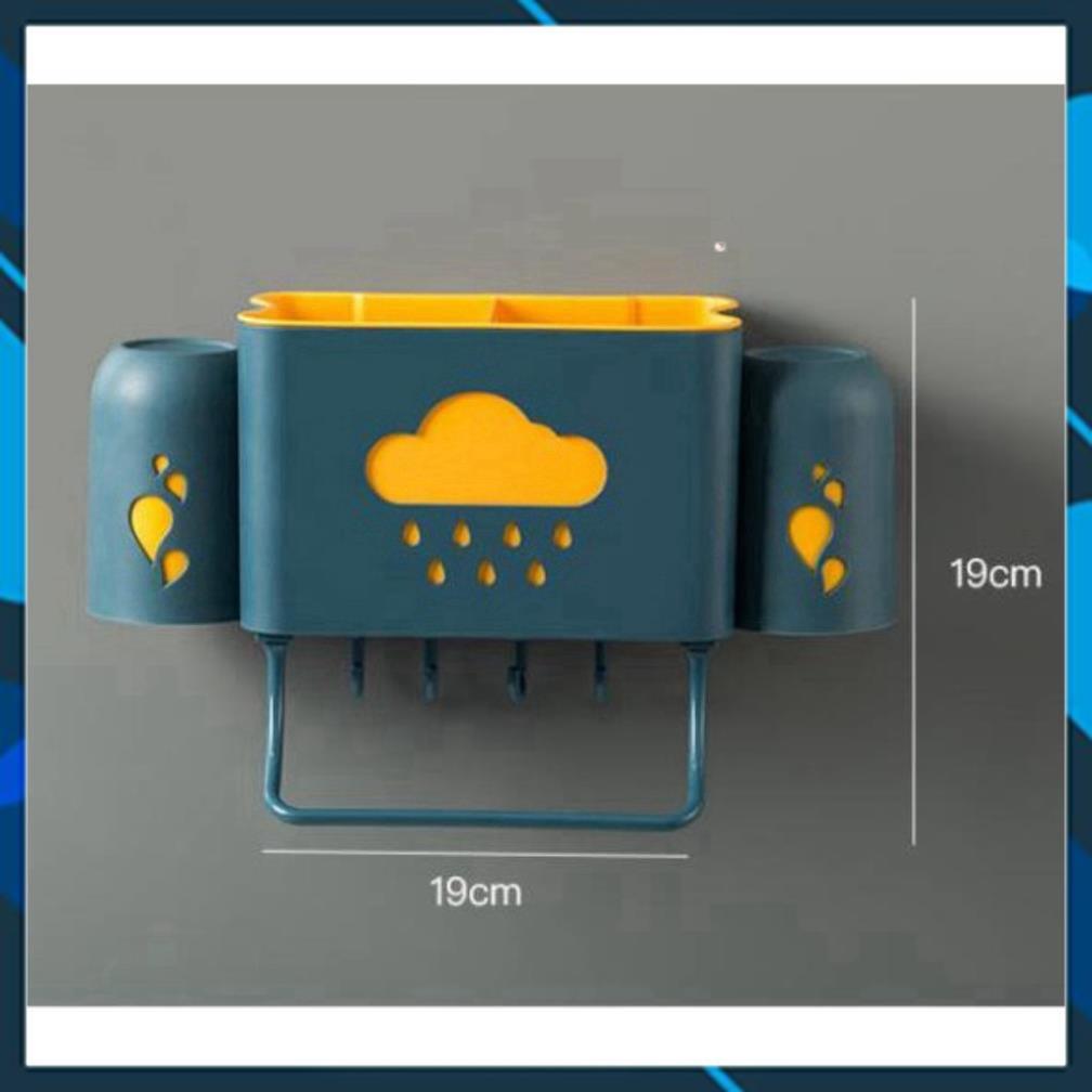 Ống đựng đũa, dán tường phòng bếp đa năng hình đám mây hai lớp Có thể tháo lớp trong ra để lau rửa dễ dàng