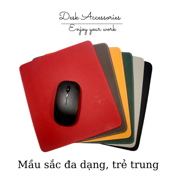 Lót Chuột 2 Mặt Da Mouse Pad  25x22 cm May Bo Viền Tinh Tế Da Mềm Bền Đẹp