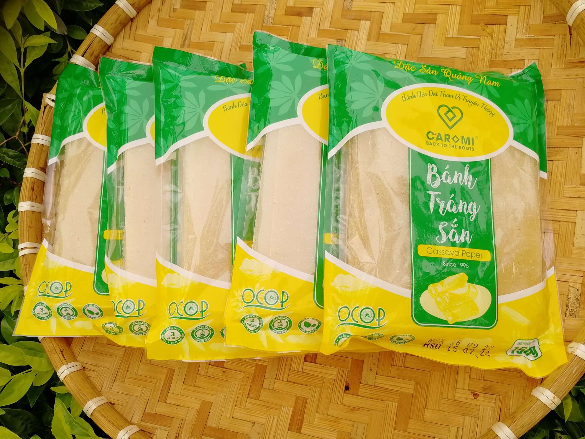 5 Bánh Tráng Sắn nguyên chất - đặc sản Quảng Nam, thực phẩm thuần tự nhiên, ăn kiêng, ăn chay và tốt cho người tiểu đường, thương hiệu Caromi, 750g