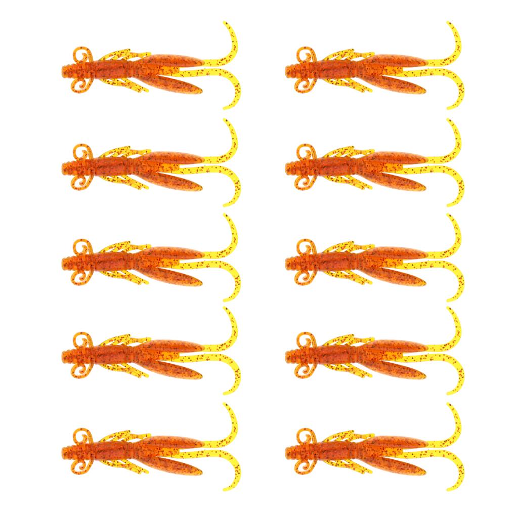 10Pcs Soft Worm Shrimp Fishing Lure Tackle Jig Wobbler Bait Freshwater