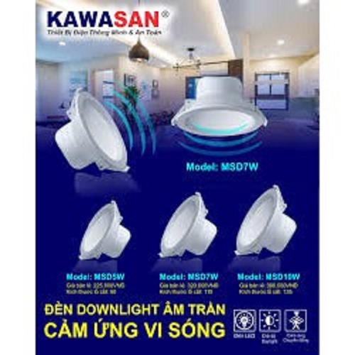 Đèn Led Âm Trần Cảm Ứng Vi Sóng KAWASAN MSD5W- Hàng Chính Hãng