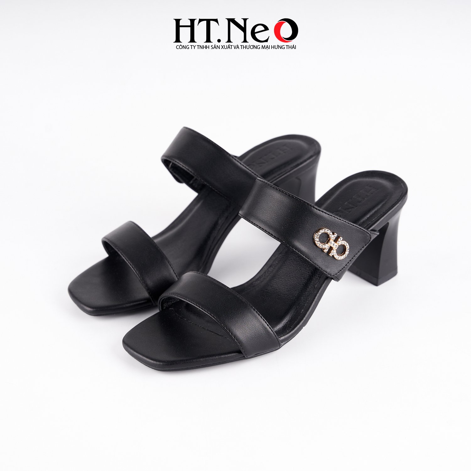 Sandal nữ, dép nữ 5p gót trụ chất liệu da khuy CHO SDN174