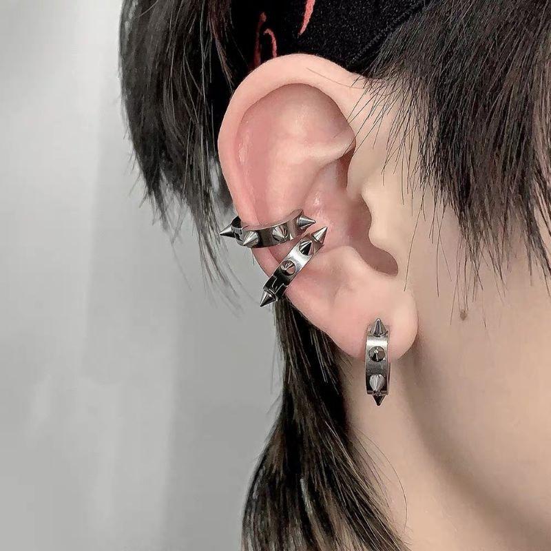 Khuyên tai unisex không cần bấm lỗ GIÁ 1 CHIẾC Bông Tai Đinh Gai Nhọn Unisex thép titan không gỉ phong cách Punk gothic