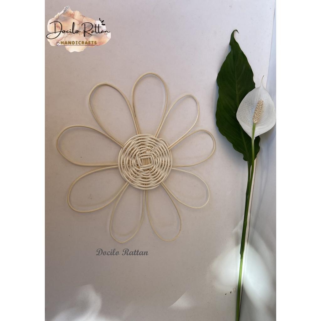 Set 3 bông hoa bằng mây trang trí- Đồ mây decor trang trí treo tường, trang trí nhà cửa, hoa trang trí tường quán cà phê