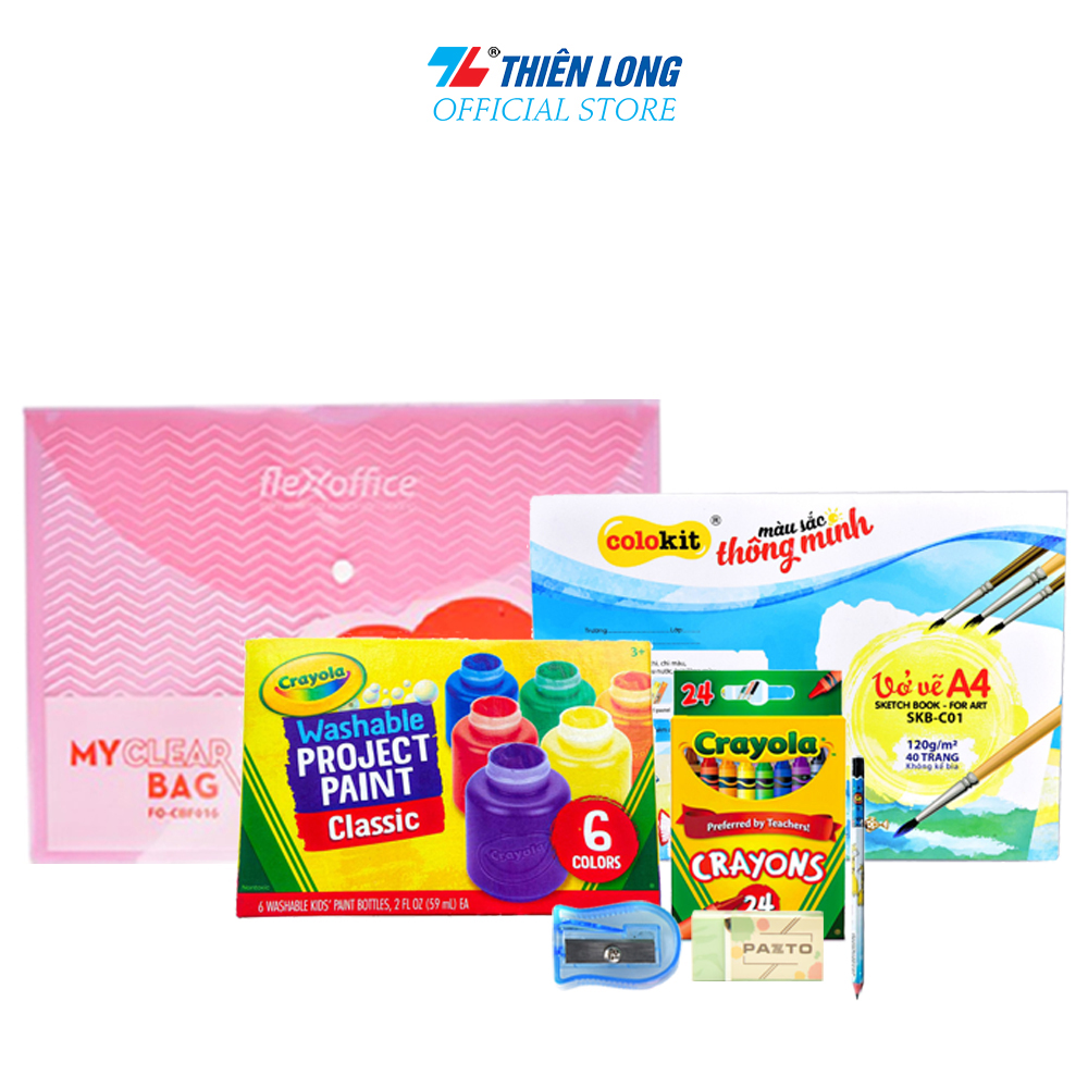 Bộ Mỹ Thuật Sắc Màu Cho Bé - Tặng túi vải đựng bút Crayola