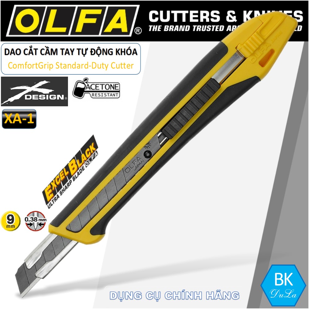 Dao cắt-dao rọc giấy- khóa tự động 9mm OLFA XA-1 GENUINE- MADE IN JAPAN
