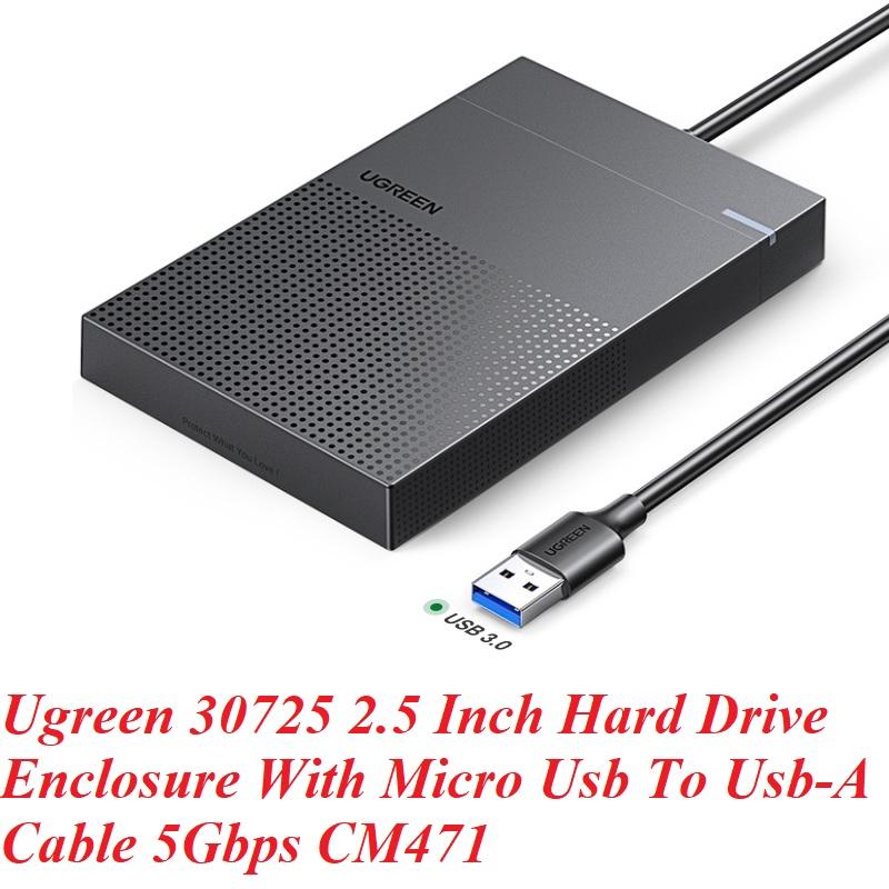 Ugreen UG30725CM471TK USB 3.0 hộp đựng ssd + ổ cứng 2.5Inch kèm cáp micro B - HÀNG CHÍNH HÃNG