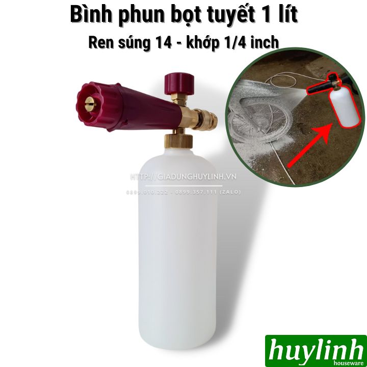 Bình phun bọt tuyết 1 lít cao cấp - đầu 1/4 - khớp ren 14