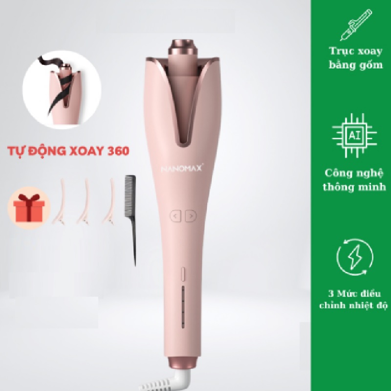Máy Uốn Tóc Tự Động Xoay 360 Độ, Thiết Kế Xoay 3 In 1 Dễ Dàng Tạo Kiểu