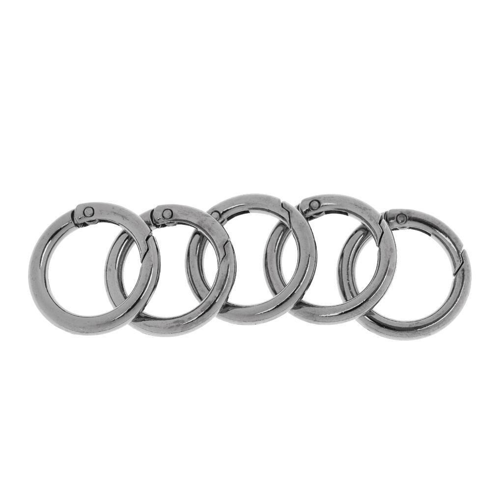 10 pcs Zinc Alloy Round Carabiner Spring Snap Clips Hook Keychain Keyring Buckle Key Chain Rings O Ring Metal Secure Holder