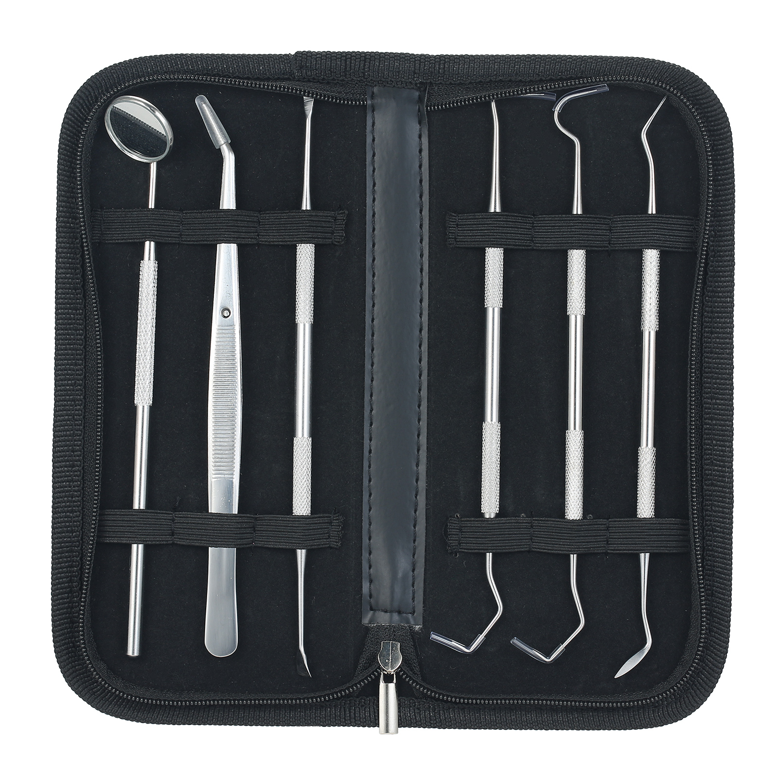 6Pcs Stainless Steel Dental Tool Set Dentist Tooth Clean Hygiene Picks Mirror Kit Oral Health Tooth Cleaning Inspection