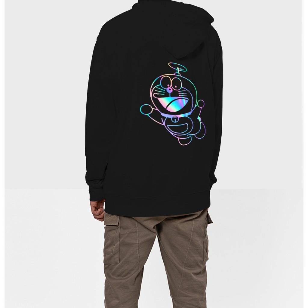 Áo hoodie Unisex dạ quang - Áo khoác nỉ phản quang họa tiết Doremon in cao cấp