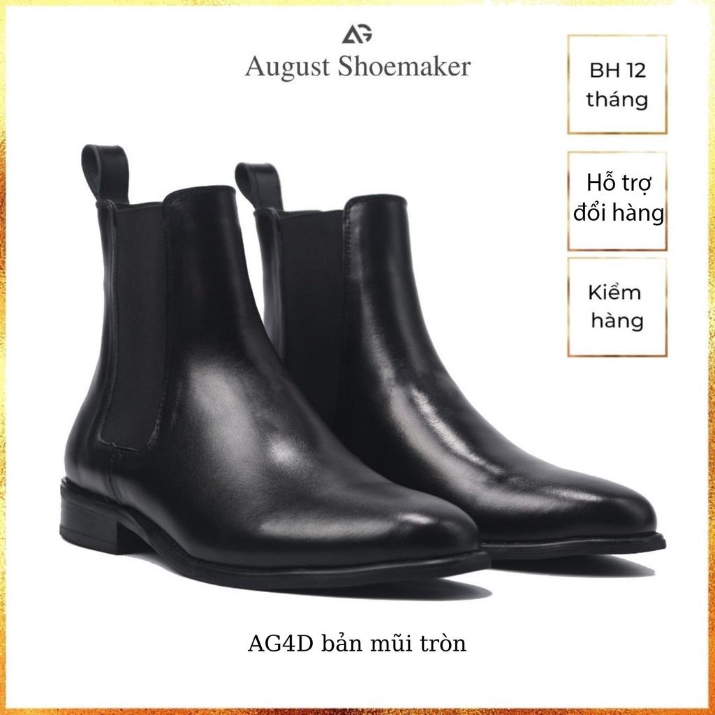 Giày Chelsea boots nam phiên bản mũi tròn, da bò cao cấp nhập khẩu handmade August shoes AG4D