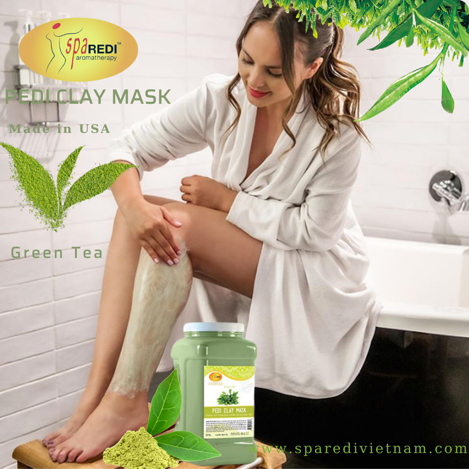 Măt nạ đất sét Pedi Clay Mask mùi Trà Xanh 3785 ml