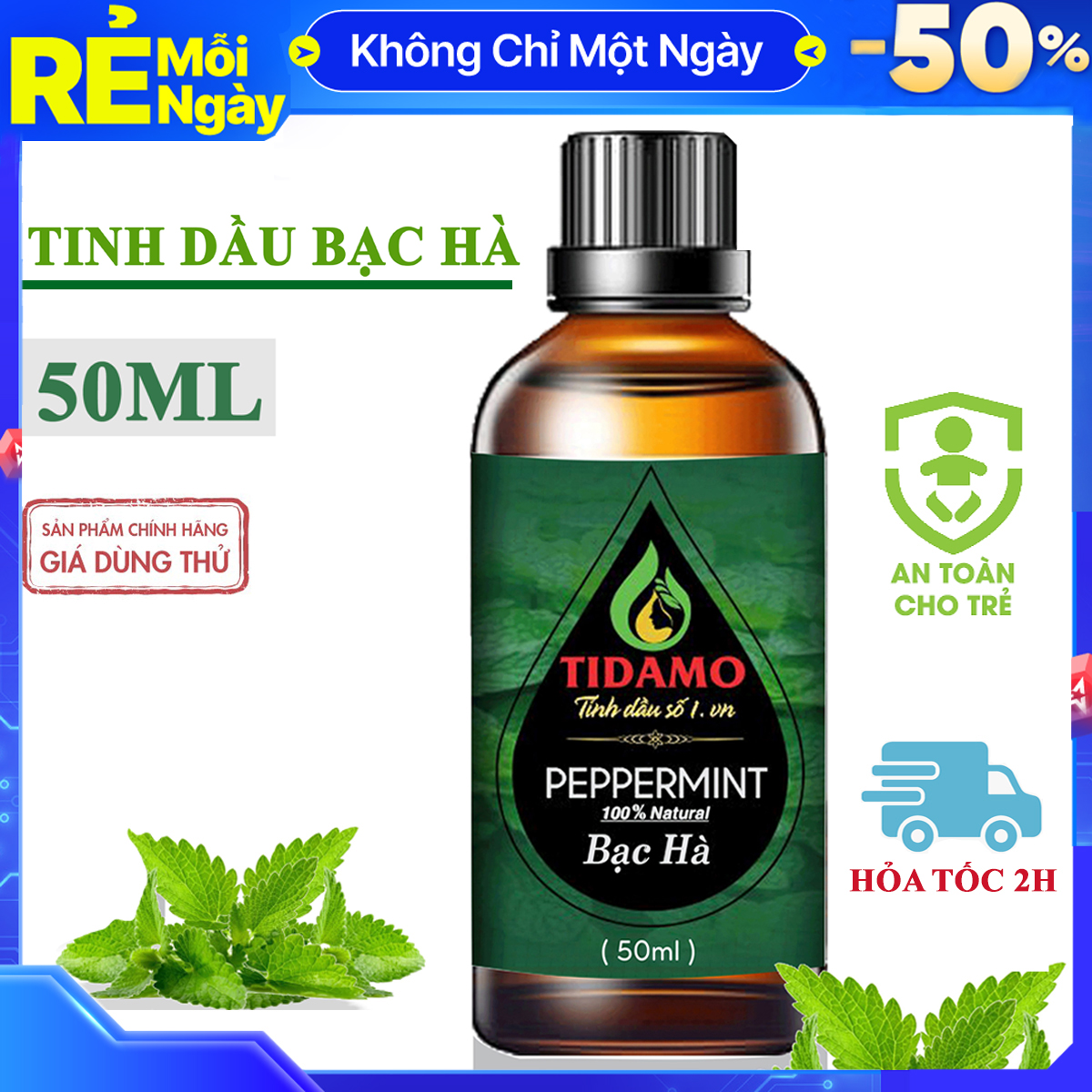 Tinh Dầu BẠC HÀ Cao Cấp 50ML - Tinh Dầu Bạc Hà Thiên Nhiên Nguyên Chất Nhập Khẩu Sử Dụng Với Máy Xông Tinh Dầu Giúp Bảo Vệ Sức Khỏe, Kháng Khuẩn, Thư Giãn Tinh Thần và Xua Đuổi Côn Trùng