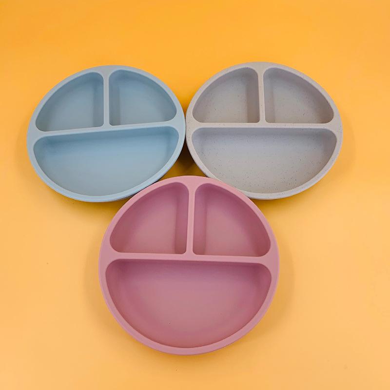 Trẻ Em Bộ Đồ Ăn Cho Bé Silicone Hút Bát Cho Bé Hình Mặt Cười Đĩa Bộ Dao Kéo Retro Trẻ Em Đĩa Dùng Tiệc Thân Thiện Với Môi Trường