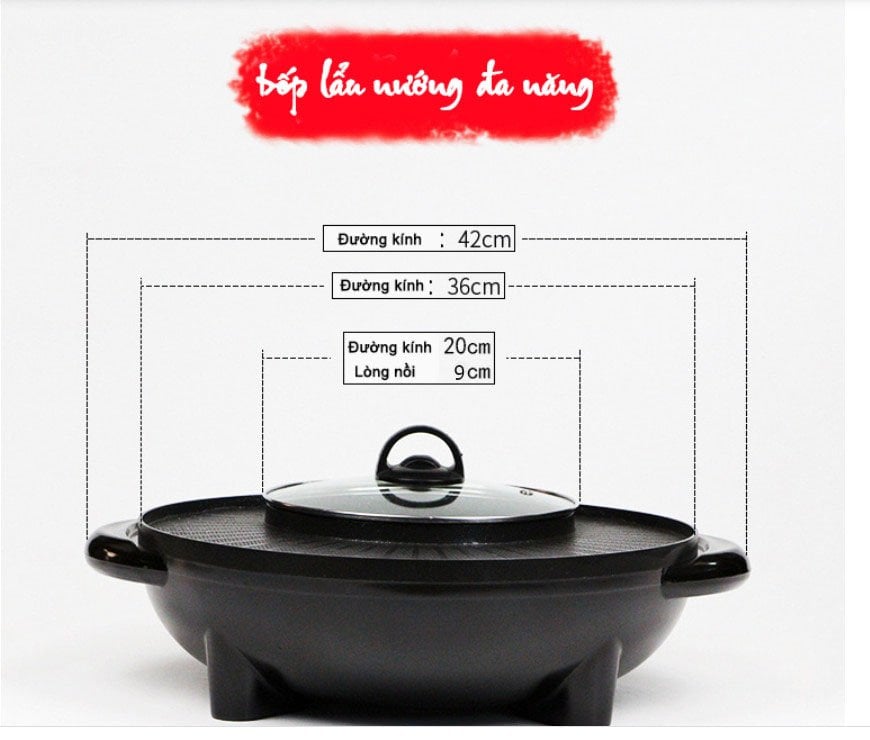 BẾP LẨU NƯỚNG ĐIỆN ĐA NĂNG BBQ 2 TRONG 1 CAO CẤP - HÀNG CHÍNH HÃNG