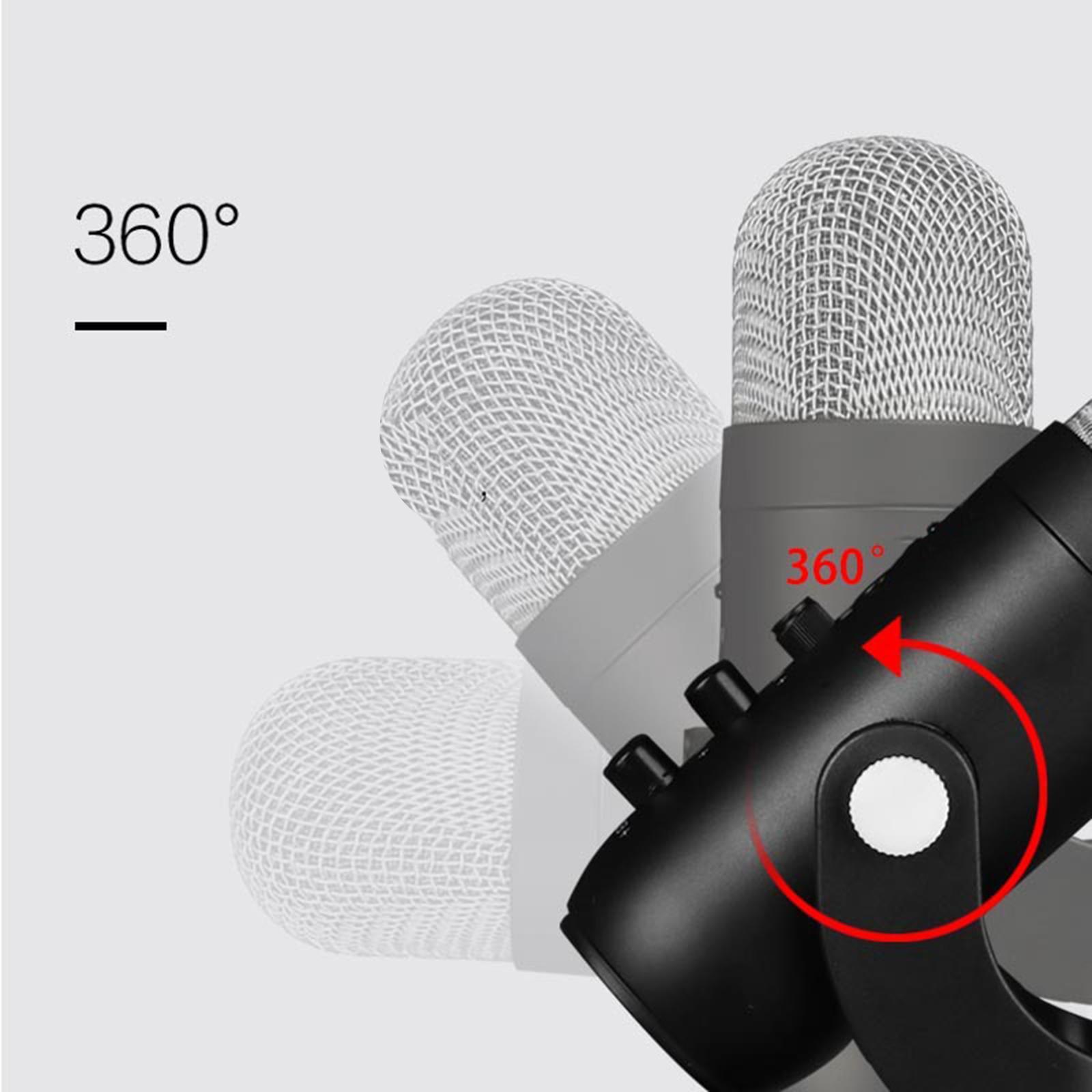 Studio Condenser USB Microphone Computer PC Microphone Kit with Stand Black