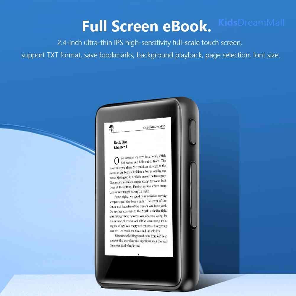 Mới Máy Nghe Nhạc MP3 MP4 Màn Hình 2.4 inch IPS Kết Nối Bluetooth Dành Cho Học Sinh E-book
