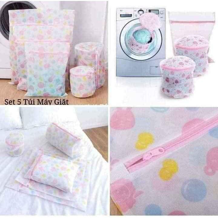 Set 5 túi giặt quần áo,đồ lót đủ kích thước TT, sét túi giặt hoa