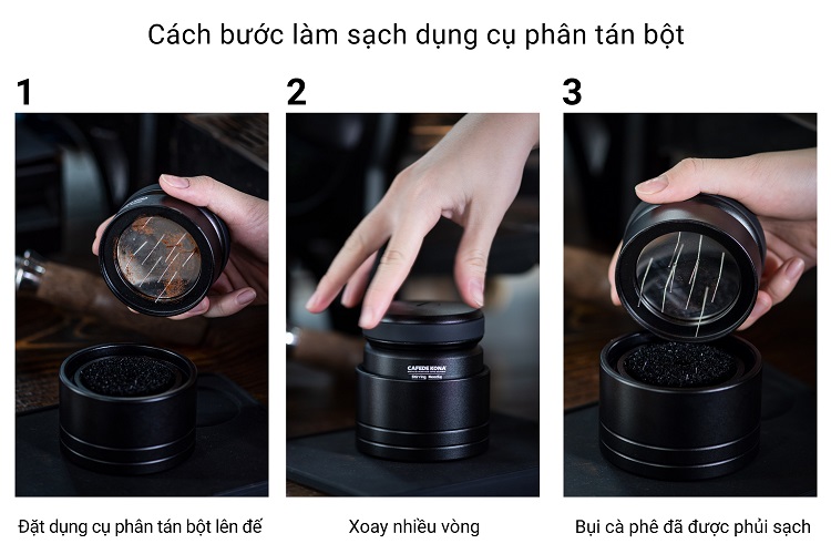 Dụng cụ phân tán bột cà phê sau khi xay dạng kim xoay CAFE DE KONA