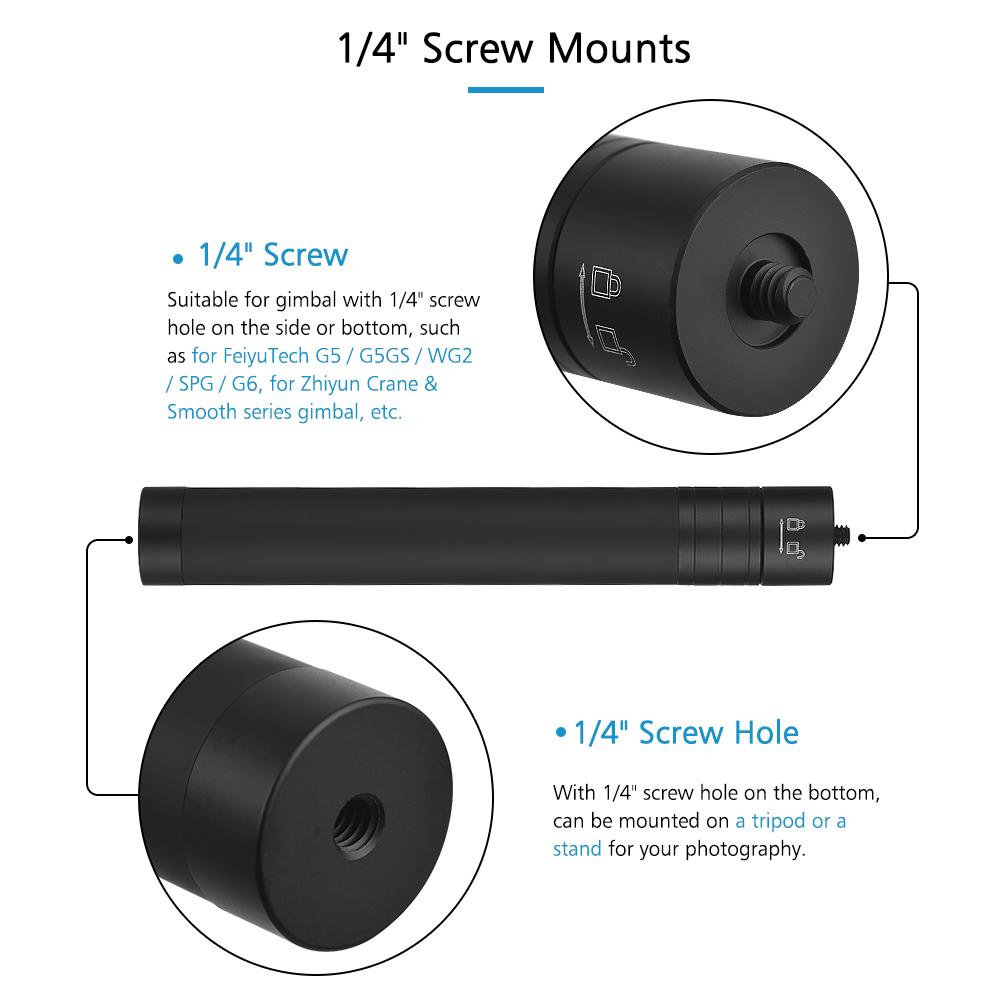 Portable Handheld Adjustable Extension Pole 5-Section Extendable Selfie Stick 1/4 Inch Screw Mount for FeiyuTech G5 /