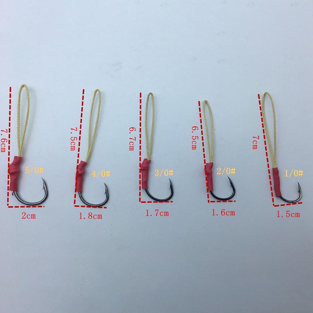 5 Pieces Jigging Assist Hooks Assist Fishing Hooks With White PE Line