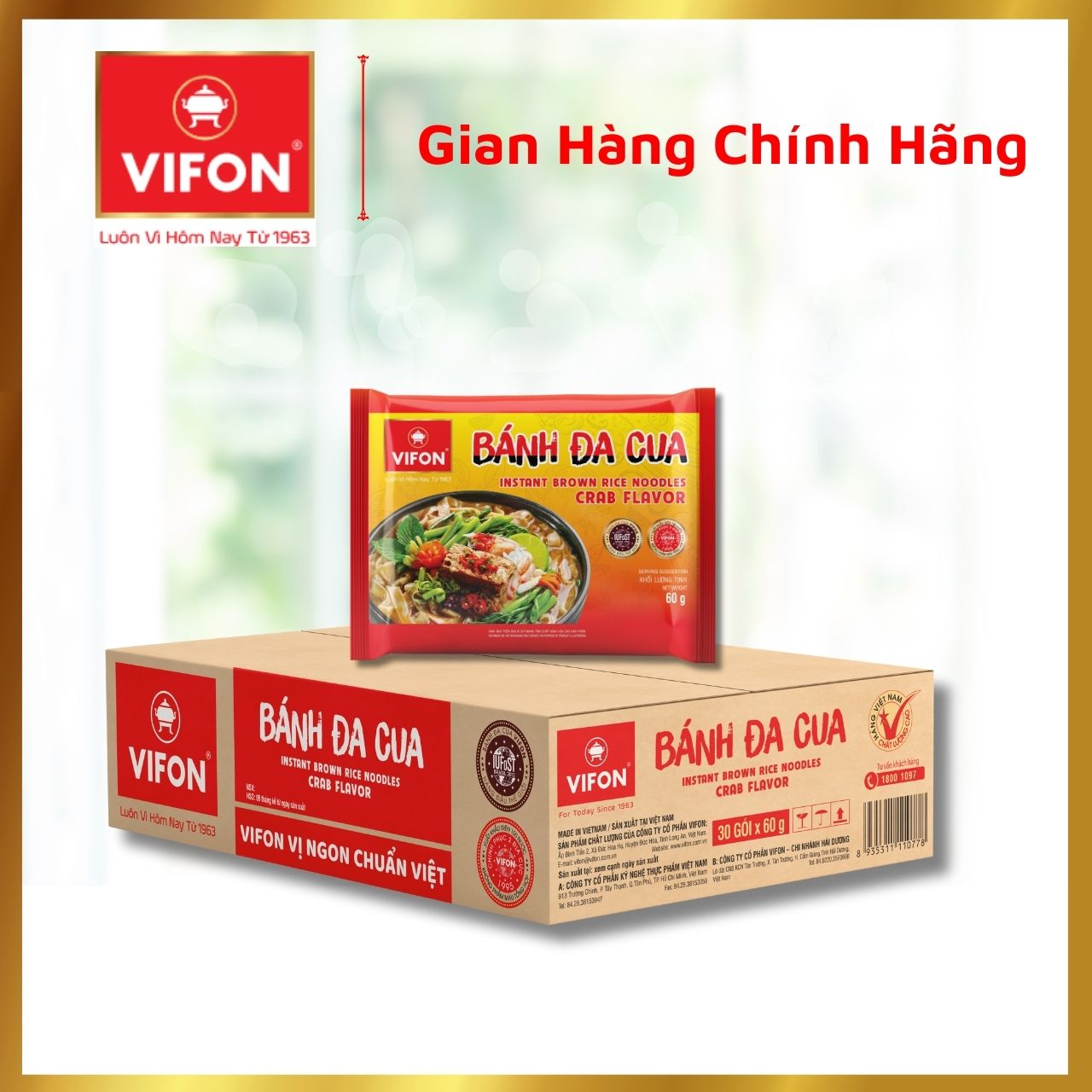 Thùng 30 Bánh Đa Cua VIFON (60g / Gói)