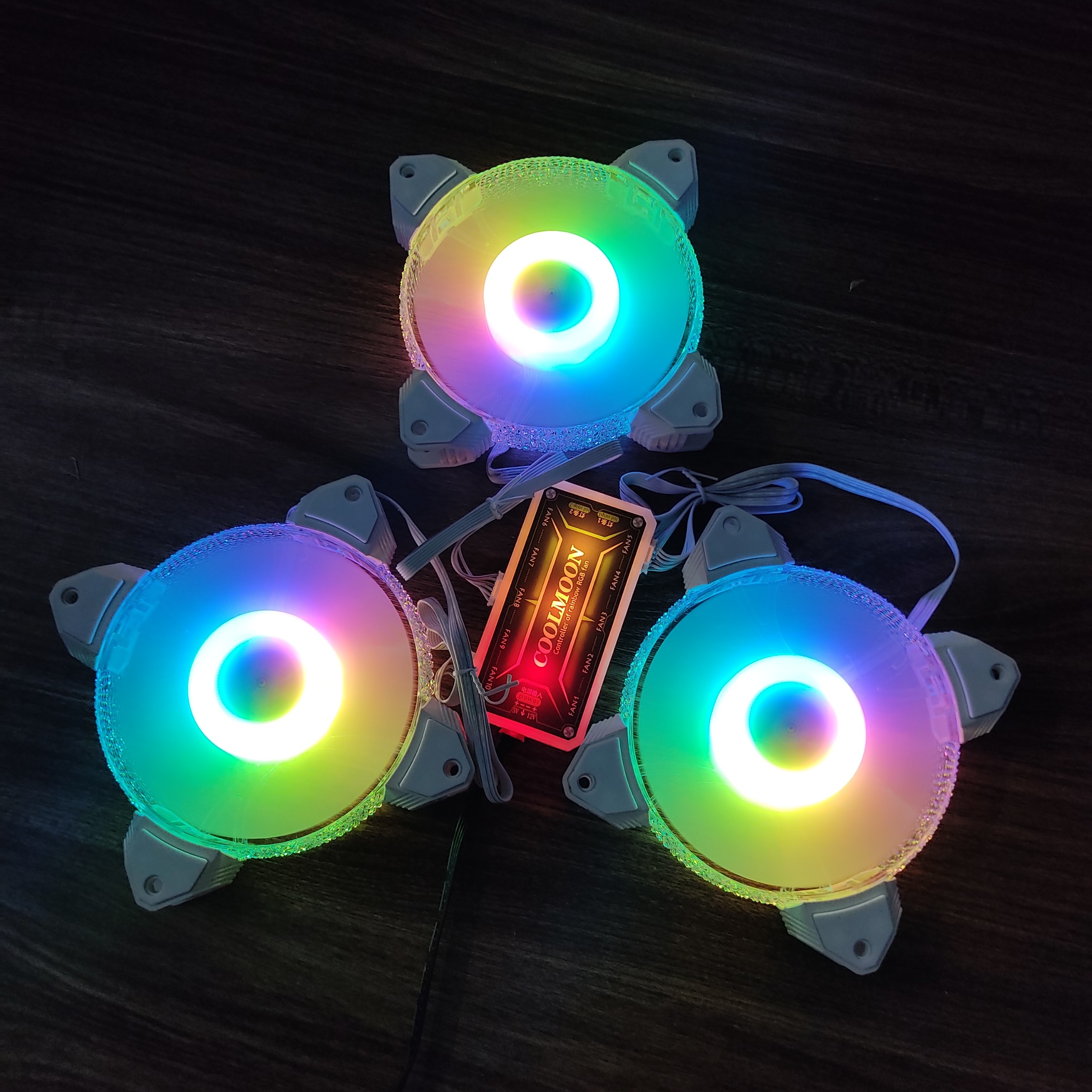 3 quạt tản nhiệt máy tính, Fan Led, Fan case RGB đồng bộ màu Hub, Phiên bản Diamond