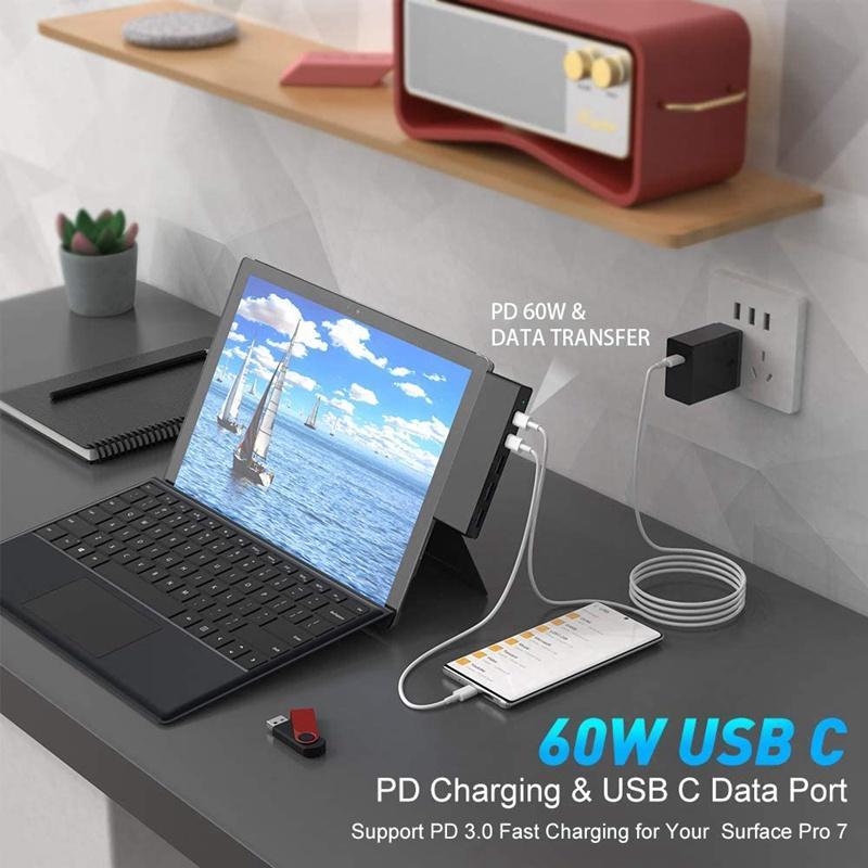Bộ chia 7 cổng USB Type C 7 trong 1 cho Surface Pro
