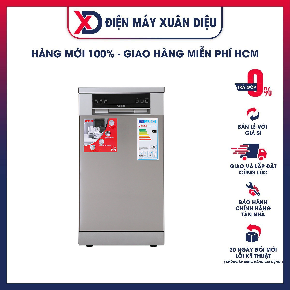 Máy rửa chén Galanz W45A3A401M-0E1(SS) Bạc - Hàng chính hãng