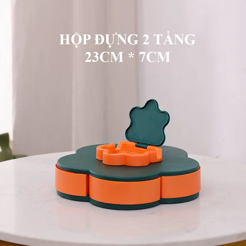 Khay Đựng Mứt Kệ Bánh Mứt 1 - 2 Tầng Bông Hoa Xoay Mẫu Mới