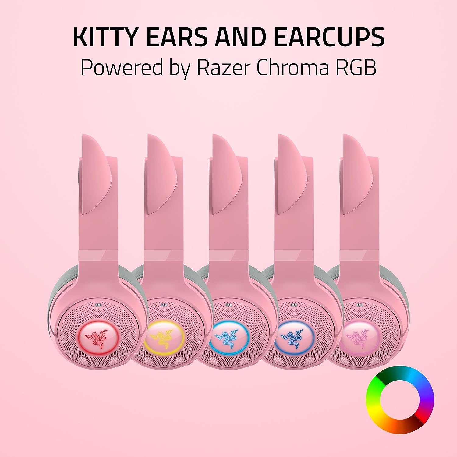 Tai nghe không dây choàng đầu Razer Kraken Kitty V2 BT-Hồng(Quartz Edition)-Wireless Bluetooth RGB Headset with Kitty Ears_Mới, hàng chính hãng