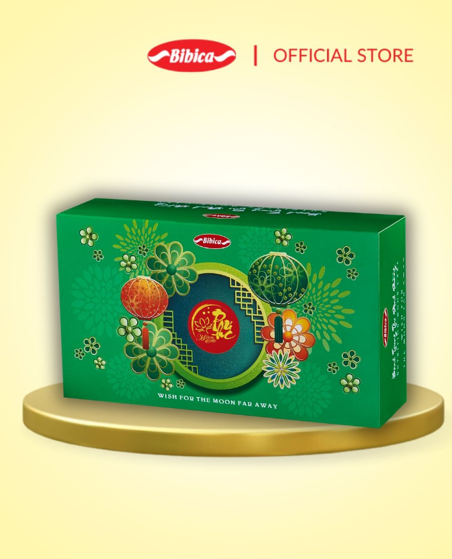 Bánh Trung Thu Bibica Đậu Xanh - Gấc 0 Trứng 150g (30A)