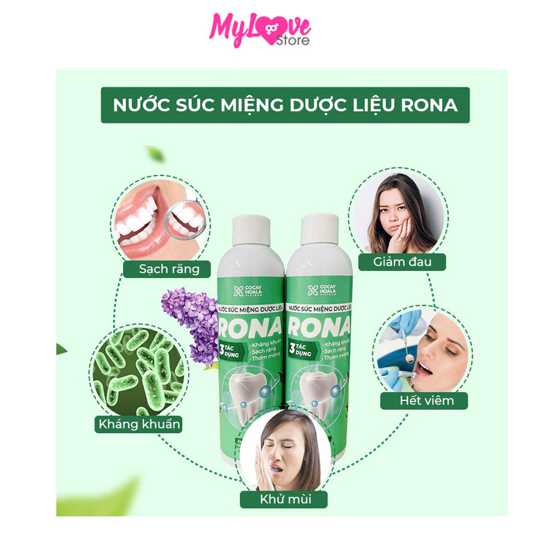 Nước Súc Miệng Dược Liệu Rona Cocayhoala Sạch Răng – Khử Mùi Hôi – Ngừa Viêm Lợi, Không Cồn, Chai 180ml