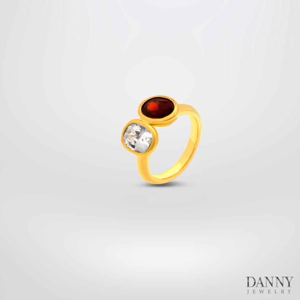 Nhẫn Nữ Danny Jewelry Bạc 925 Đính Đá Garnet/Zircon Xi Vàng 18k N0083