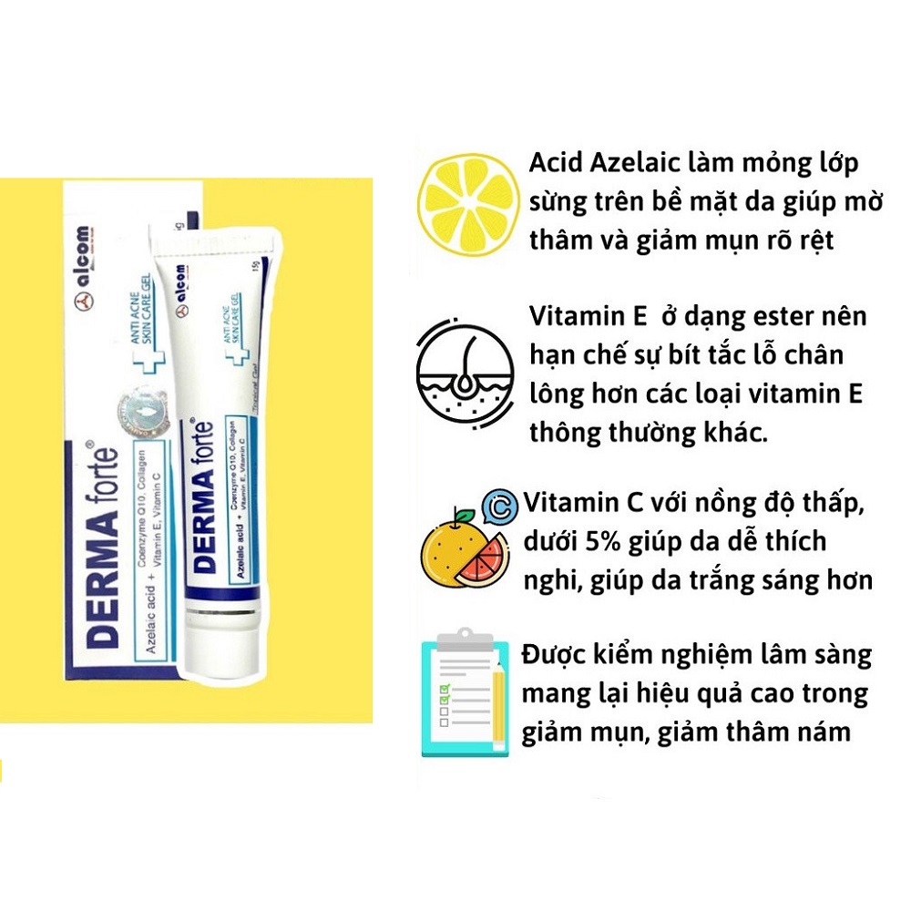 Gel Hỗ Trợ Giảm Mụn, Thâm Sẹo Và Dưỡng Da Gamma Derma Forte Gel 15g - Bản thường