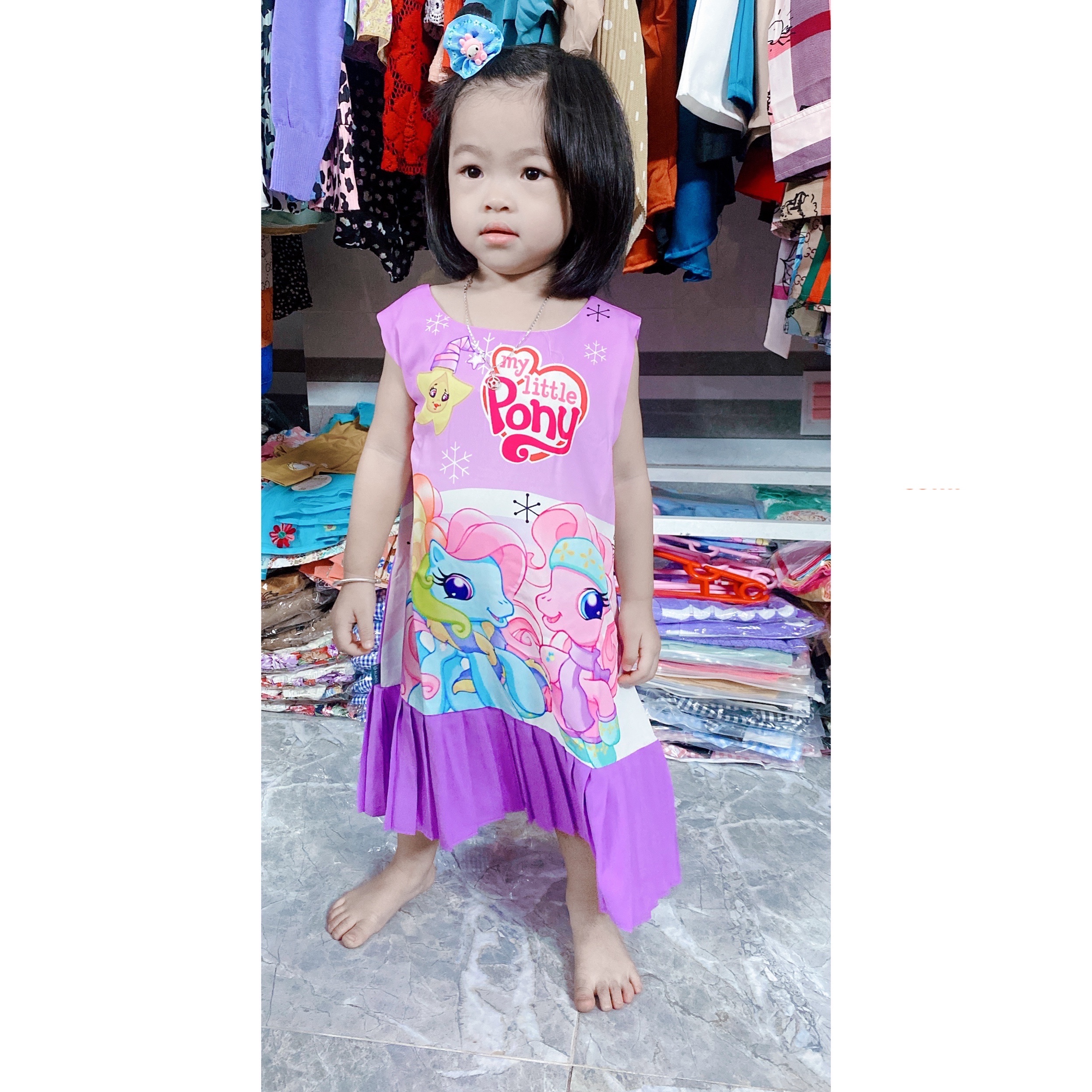 Đầm Bé Gái Size 8-24Kg, 9 Tháng Đến 6,5 Tuổi Công Chúa Ngựa Pony Tím ALADO