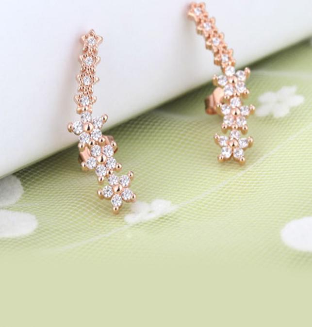 Bông tai hoa xinh nạm đá zircon BHBT276