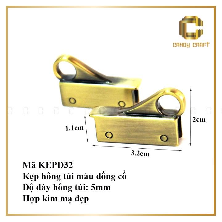 Kẹp hông túi - 1 cặp vàng nhạt 4cm