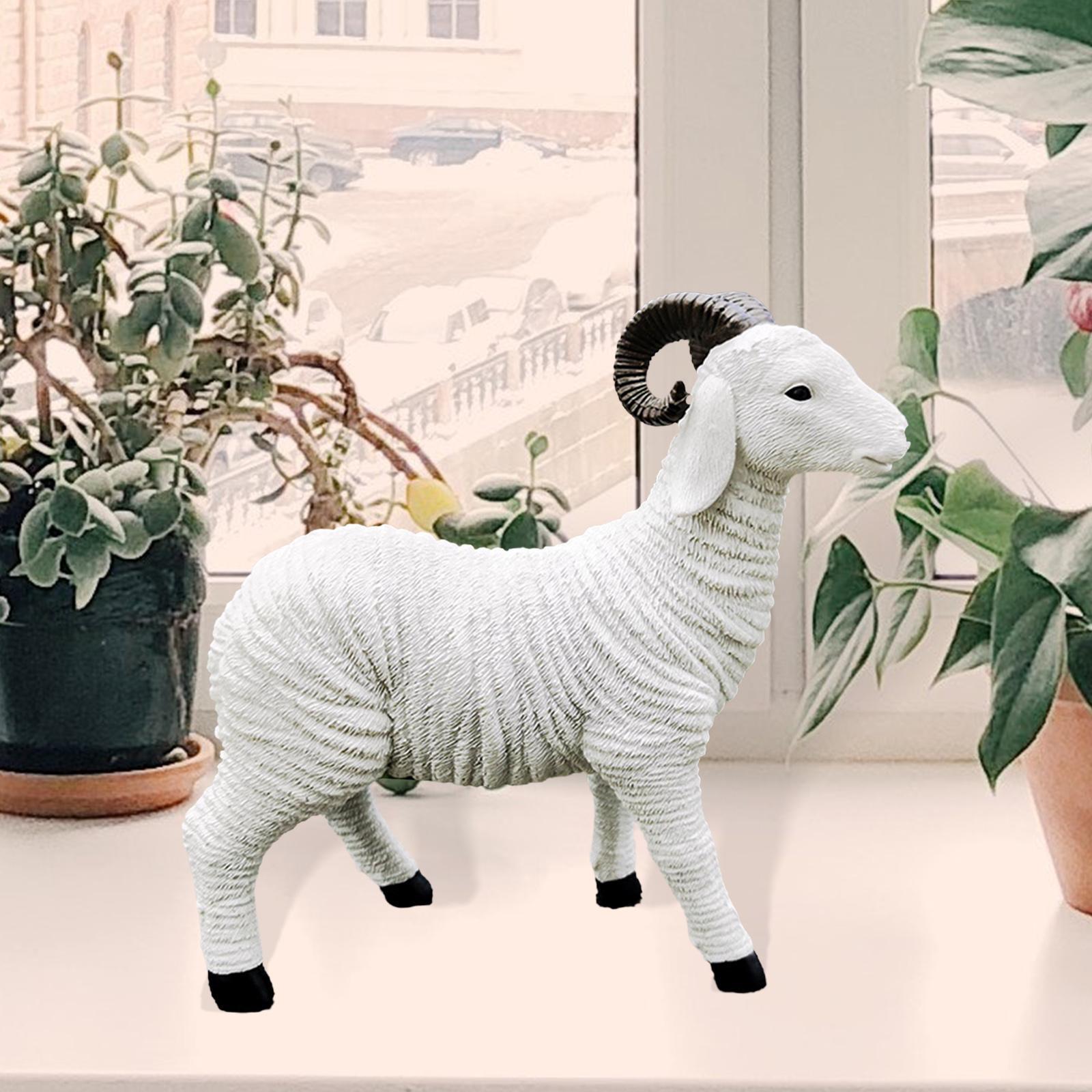 3 Rustic Resin Figurine Lamb Statues Housewarming